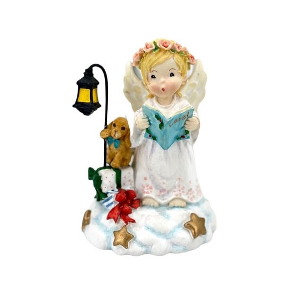 Vintage Anco Merchandise Choir Angels Puppy Christmas Figurines Set of 2 *See - Picture 4 of 7